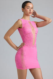 Oh Polly Joni mini jupe rose strass dentelle