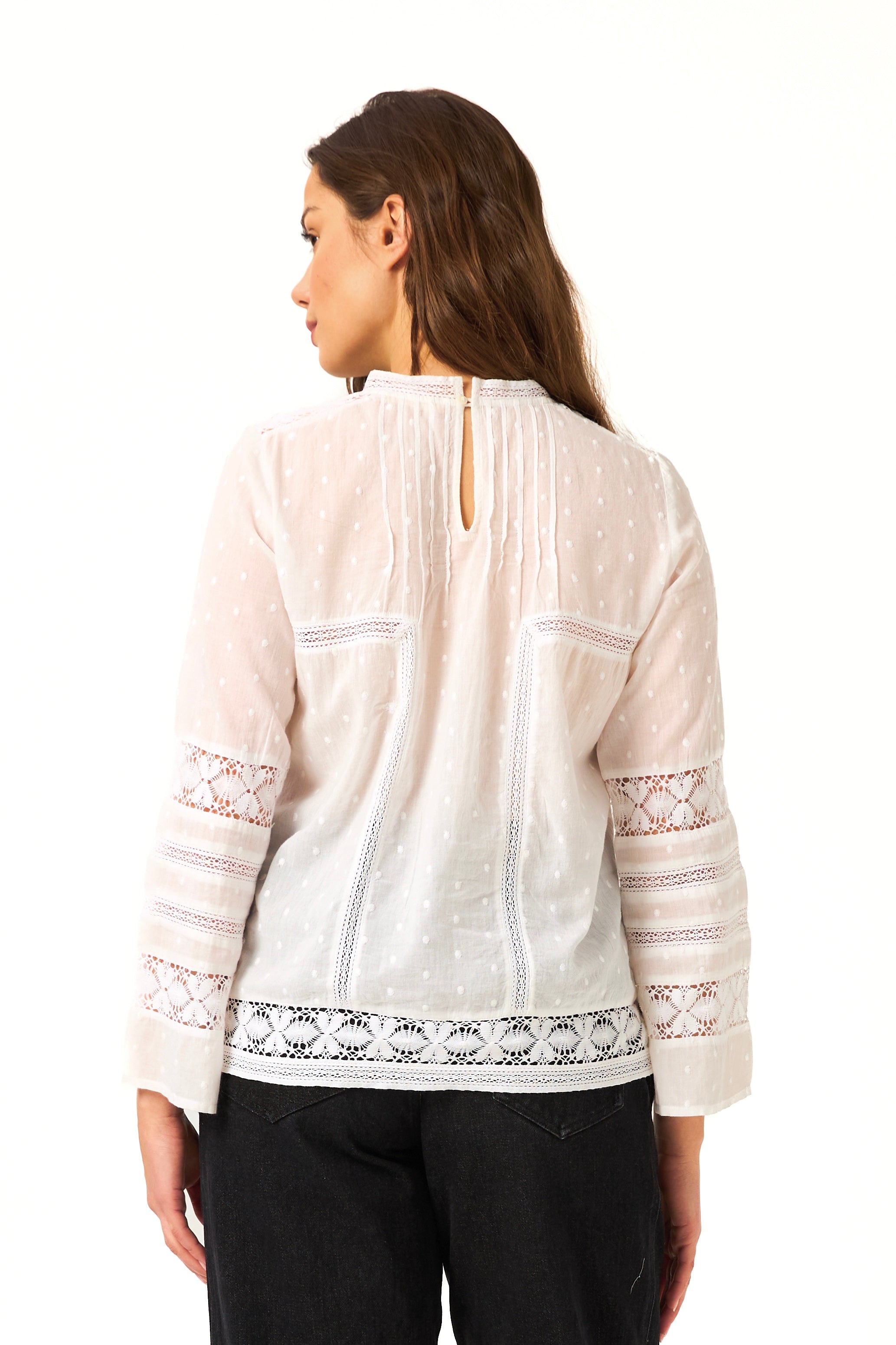 Chicosoleil Tops Haru blouse blanc coton dentelle