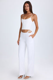 Oh Polly Zaria pantalon large blanc découpé à ceinture
