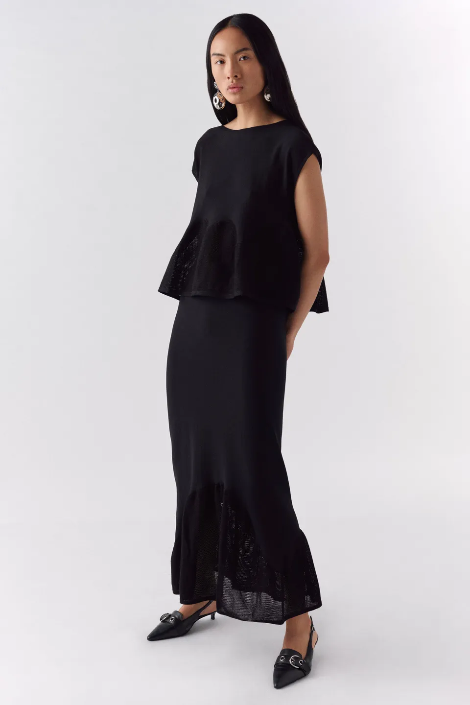 Liviana Conti Farissa jupe noire stretch effet dentelle XS-XL