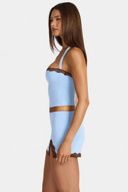 Oh Polly Tops Haut Livvy 16562 Bleu Arctic Modal Dentelle