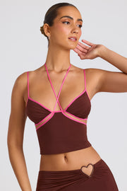Oh Polly Tops 8008 caraco marron chocolat découpes