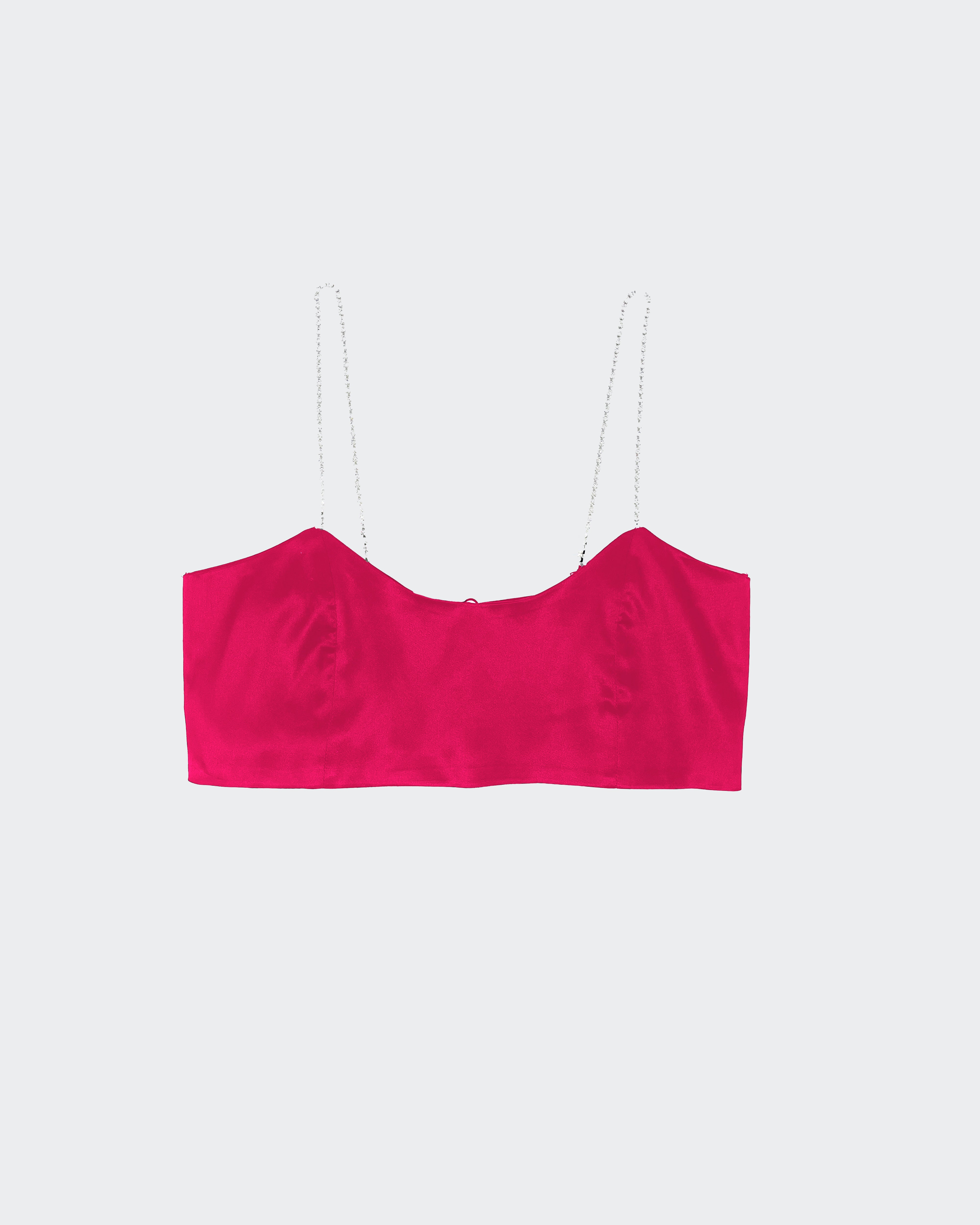 The Ethiquette Gigi crop top satin soie fuchsia taille XS-XL