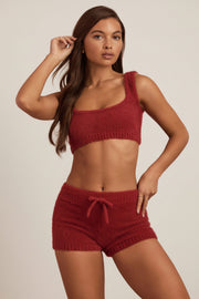 Oh Polly Gulisa mini short rouge maille duveteuse