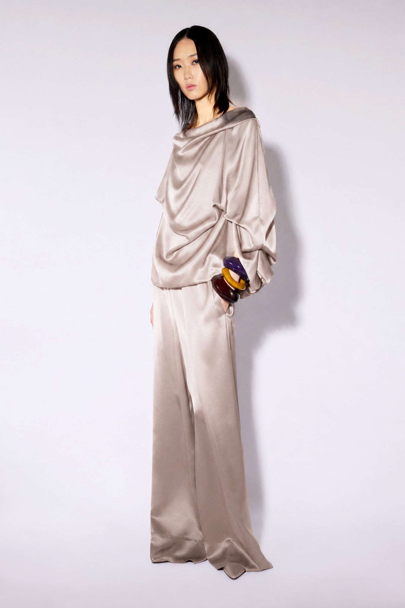 Liviana Conti Grayson pantalon palazzo bluette satin
