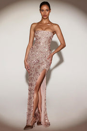 Oh Polly Solenna Robe Bustier Rose Doré Paillettes 15176