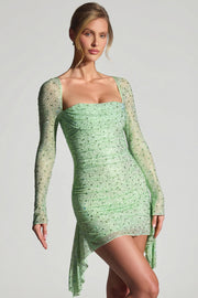 Oh Polly Marilla 9738 robe mini verte strass drapée