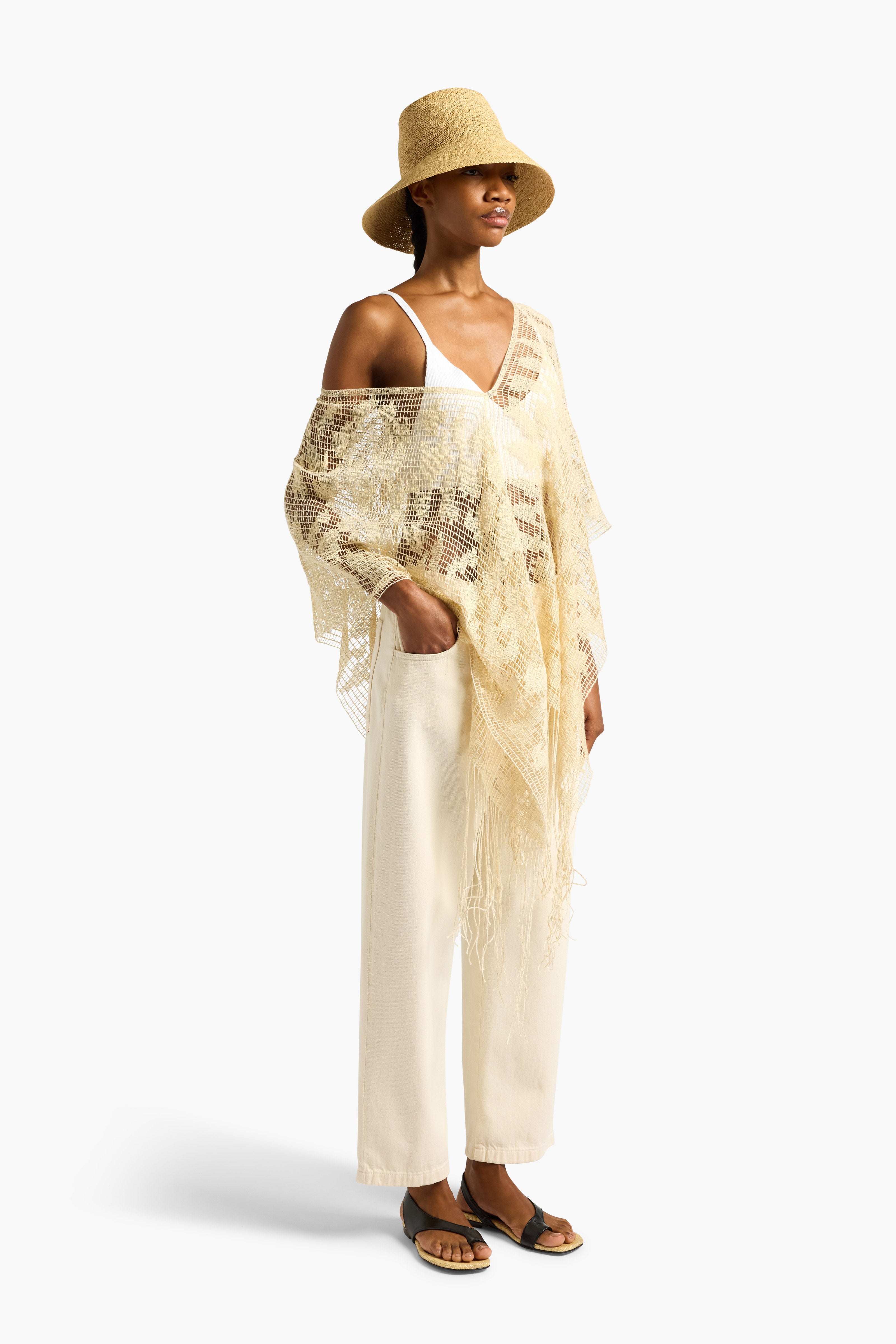 Liviana Conti Saba poncho femme beige duna