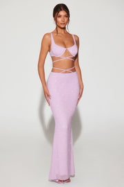 Oh Polly Embellished Sardinia 7218 jupe maxi lilas perles
