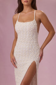 Oh Polly Celinea Robe Maxi Fleurs Perle Fendue