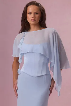 Oh Polly Velina cape chiffon bleu ciel taille unique