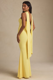 Oh Polly Imogene robe longue bustier jaune pastel foulard