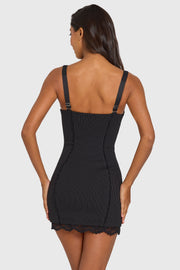 Oh Polly Keava mini robe noire rayée dentelle