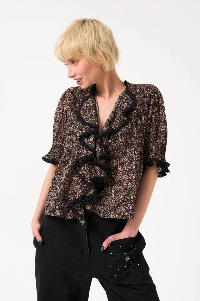 Chicosoleil Reiko chemisier coton black liberty