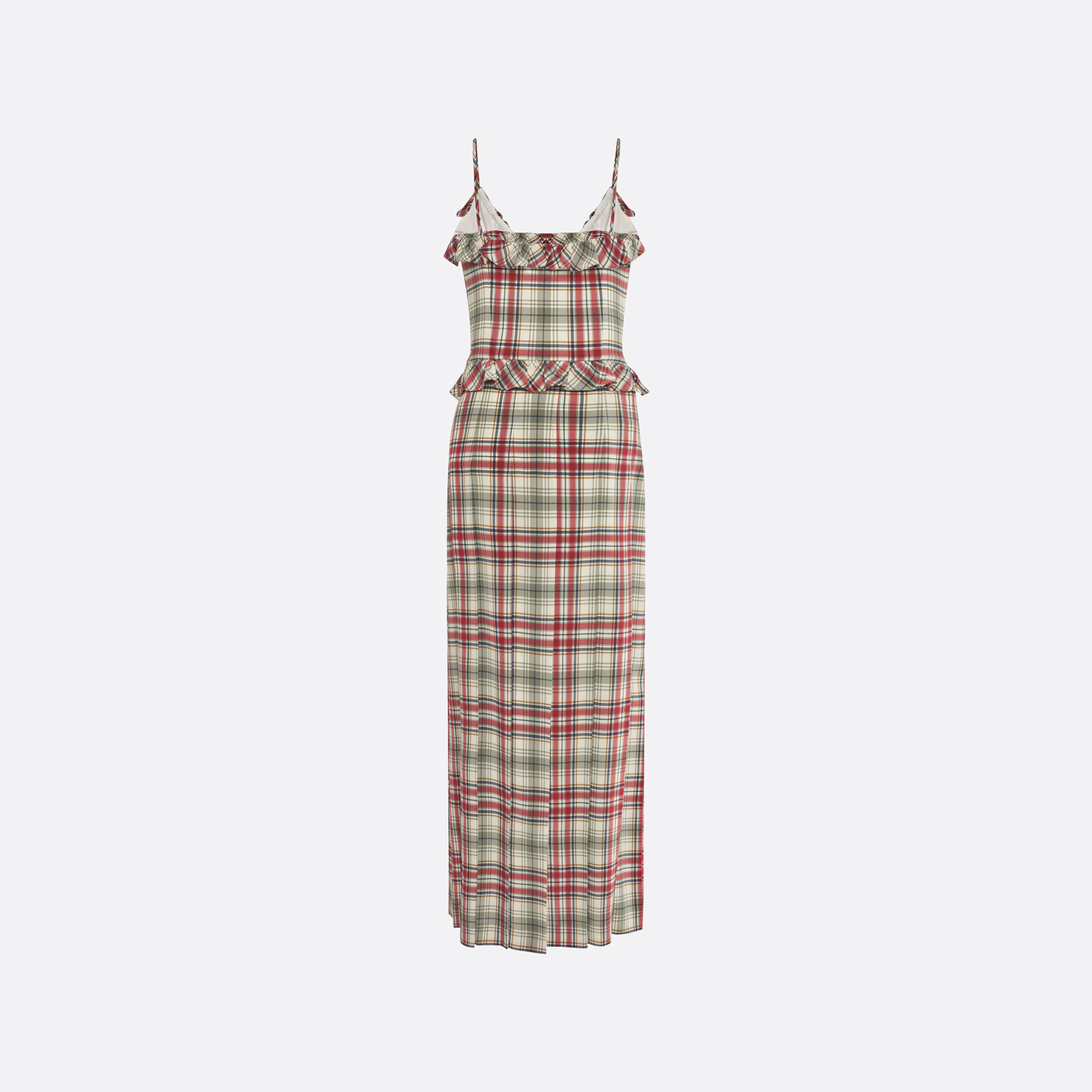 Alessandra Rich robe midi soie tartan vert rouge 36