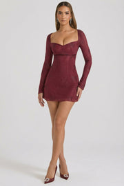 Oh Polly Odelie 12325 Mini Robe Bordeaux Strass Cœur
