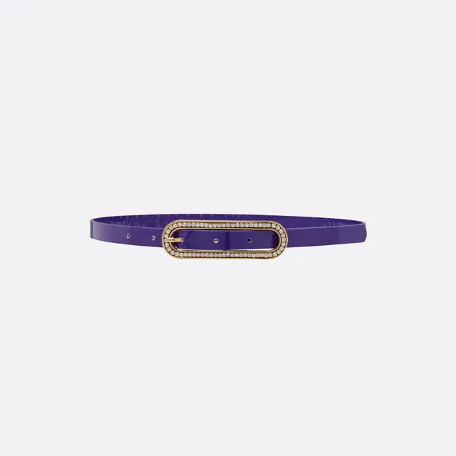 Alessandra Rich Accessories ceinture fine cuir violet cristal