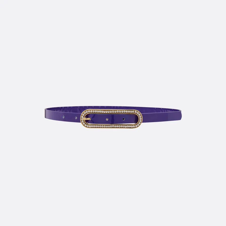 Alessandra Rich Accessories ceinture fine cuir violet cristal