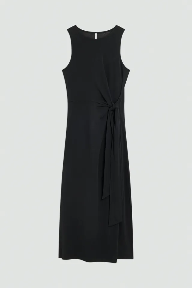 Liviana Conti Lilith robe noire coton bio mi-longue