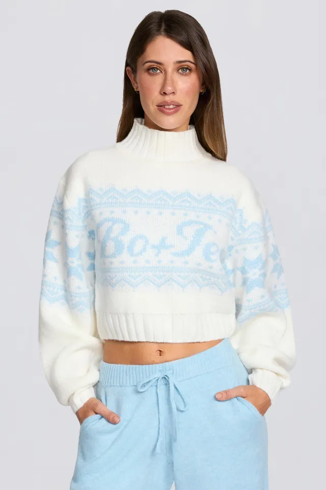 Oh Polly Knitwear BT1963 pull cropped ivoire jacquard laine