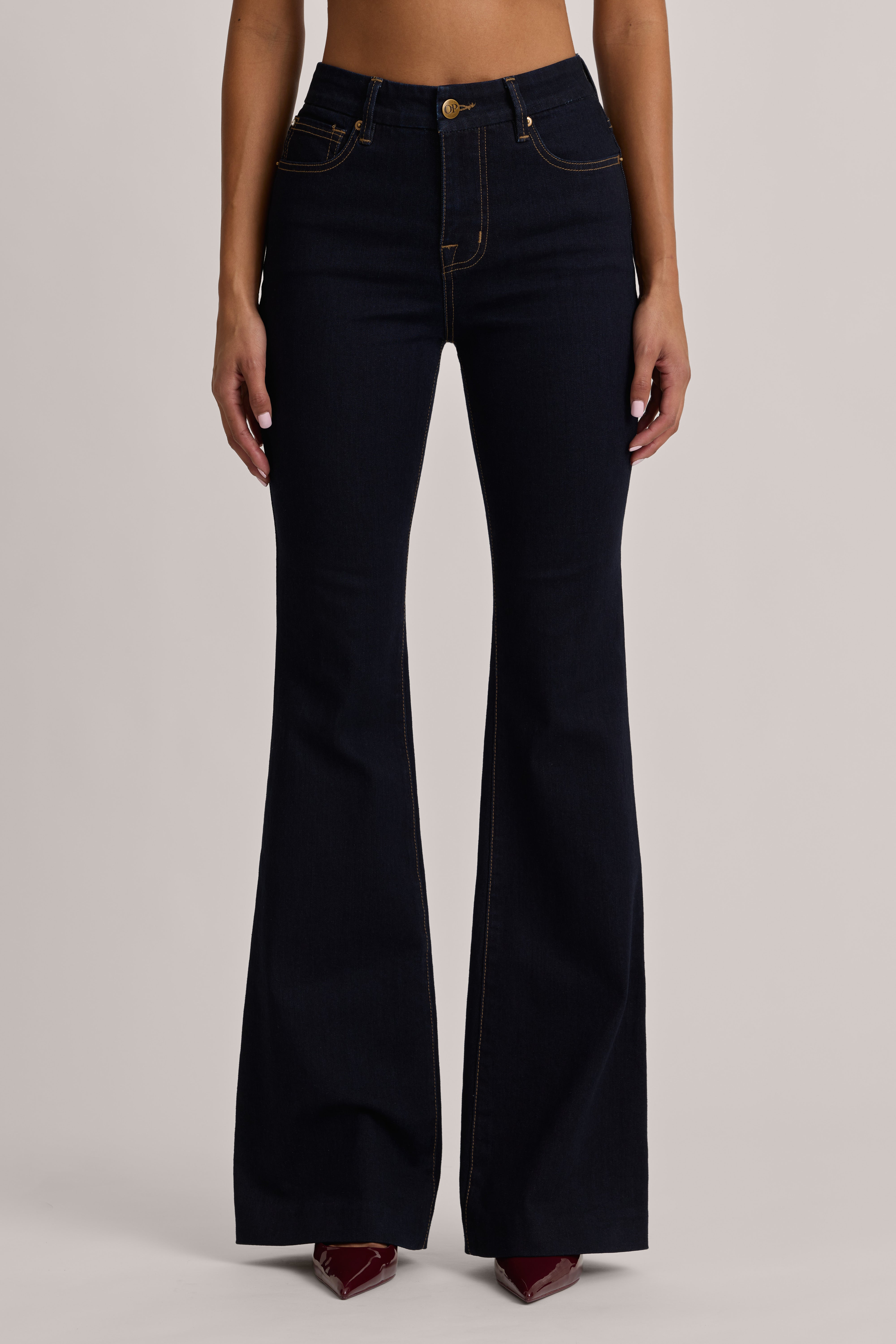 Oh Polly Lola Jean Flare Taille Haute bleu foncé