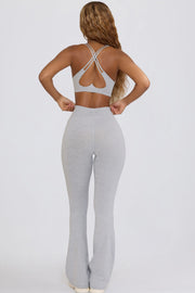 Oh Polly Bo+Tee Soft Active V-Waist Legging évasé gris