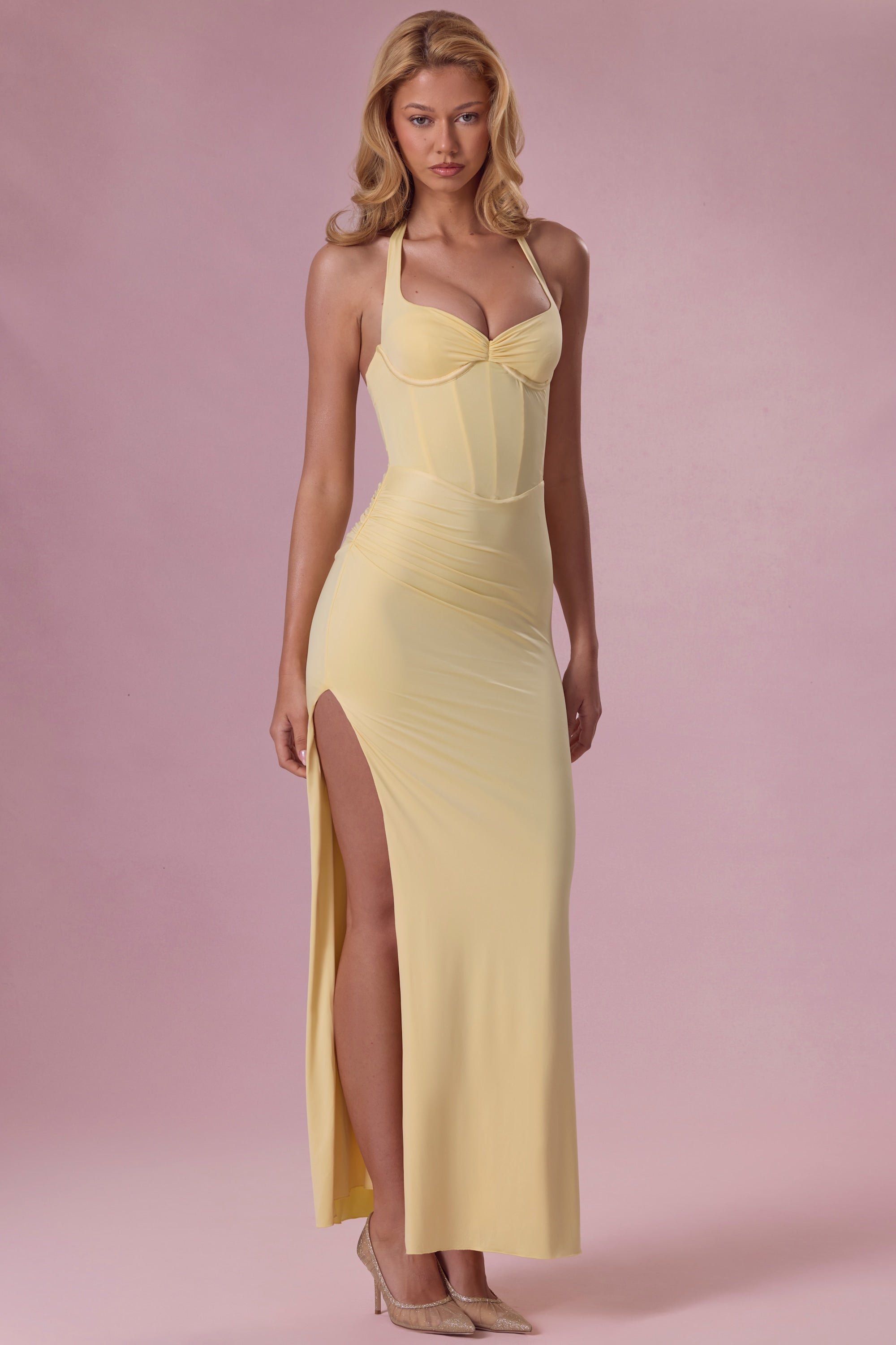 Oh Polly Olivette 15835 robe corset jaune beurre