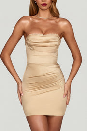 Oh Polly Yesenia 13155C mini robe champagne satin corset