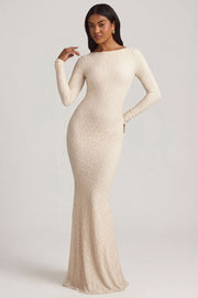 Oh Polly Tarini 14103 robe longue ivoire dentelle dos nu
