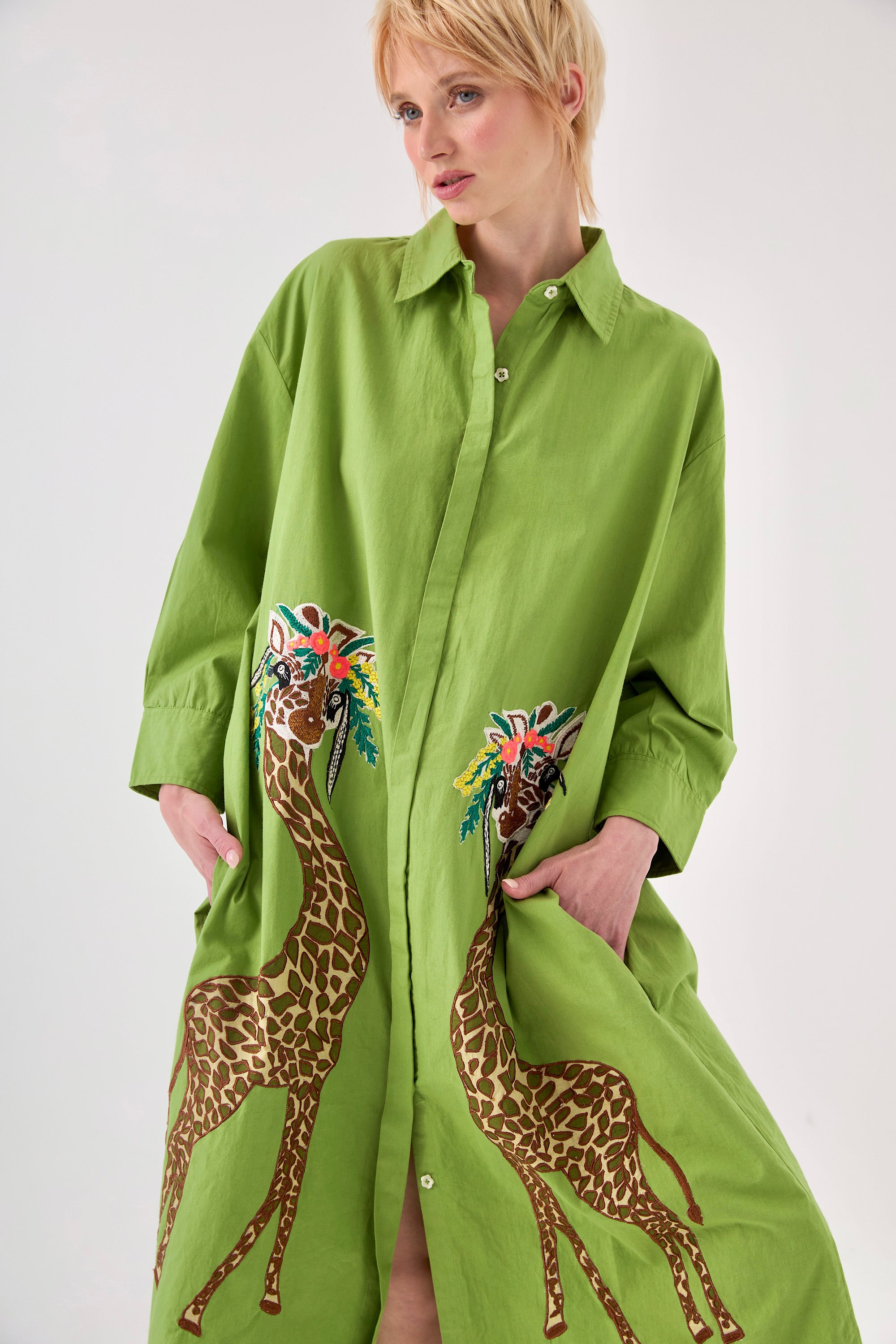 Chicosoleil Savanah robe longue vert péridot coton