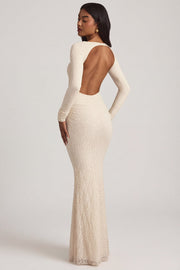 Oh Polly Tarini 14103 robe longue ivoire dentelle dos nu