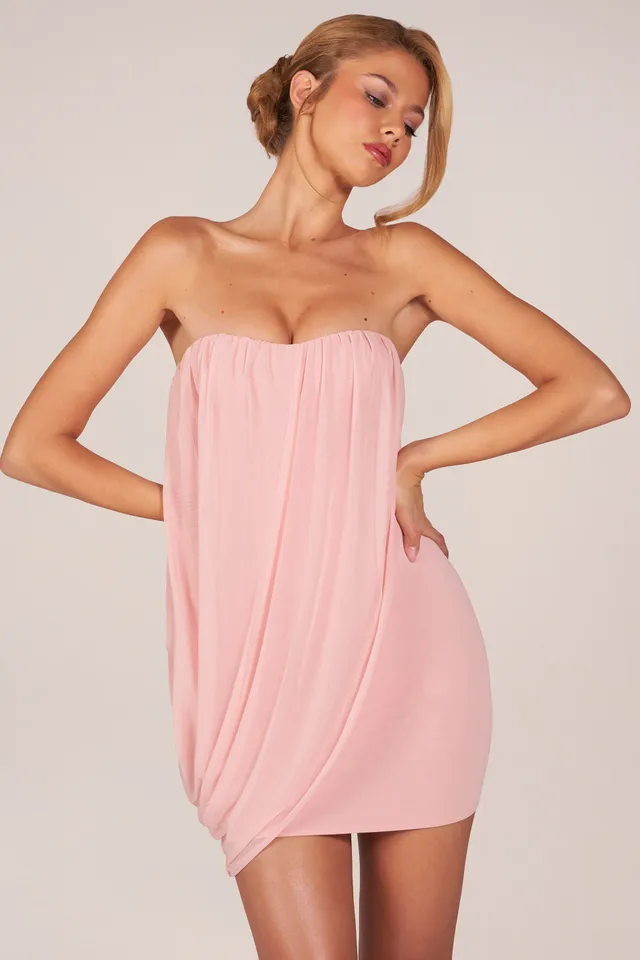 Oh Polly Dresses Alessandra Mini Robe Blush Pink Drapée