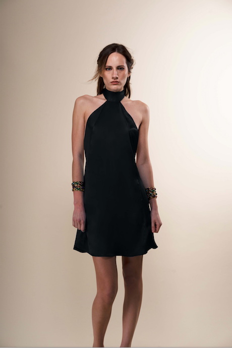 The Ethiquette Joy Robe Satin Noire Soie