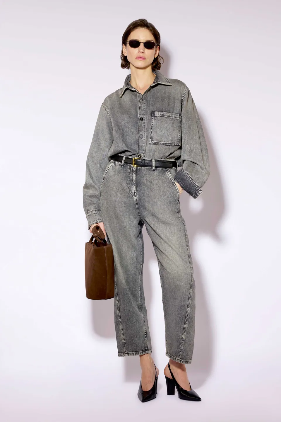 Liviana Conti Logan jean barrel gris dirty grey