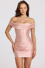 Oh Polly Maeve 11994 mini robe satin rose poudré drapée