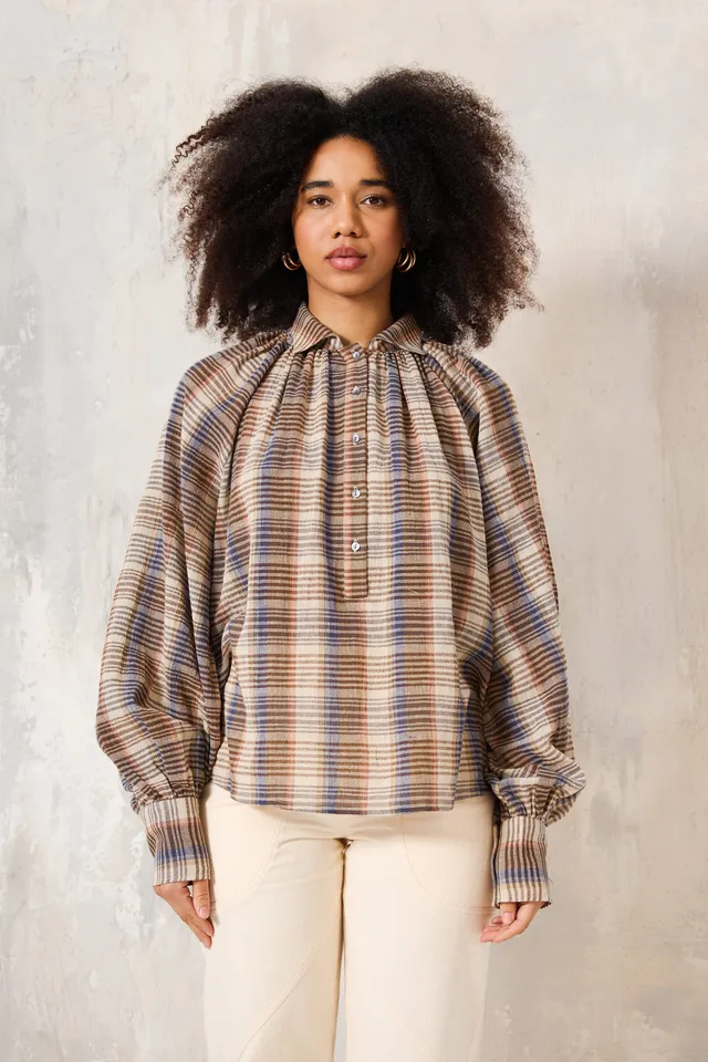 CHICOSOLEIL NAYATI blouse beige stripe coton ample