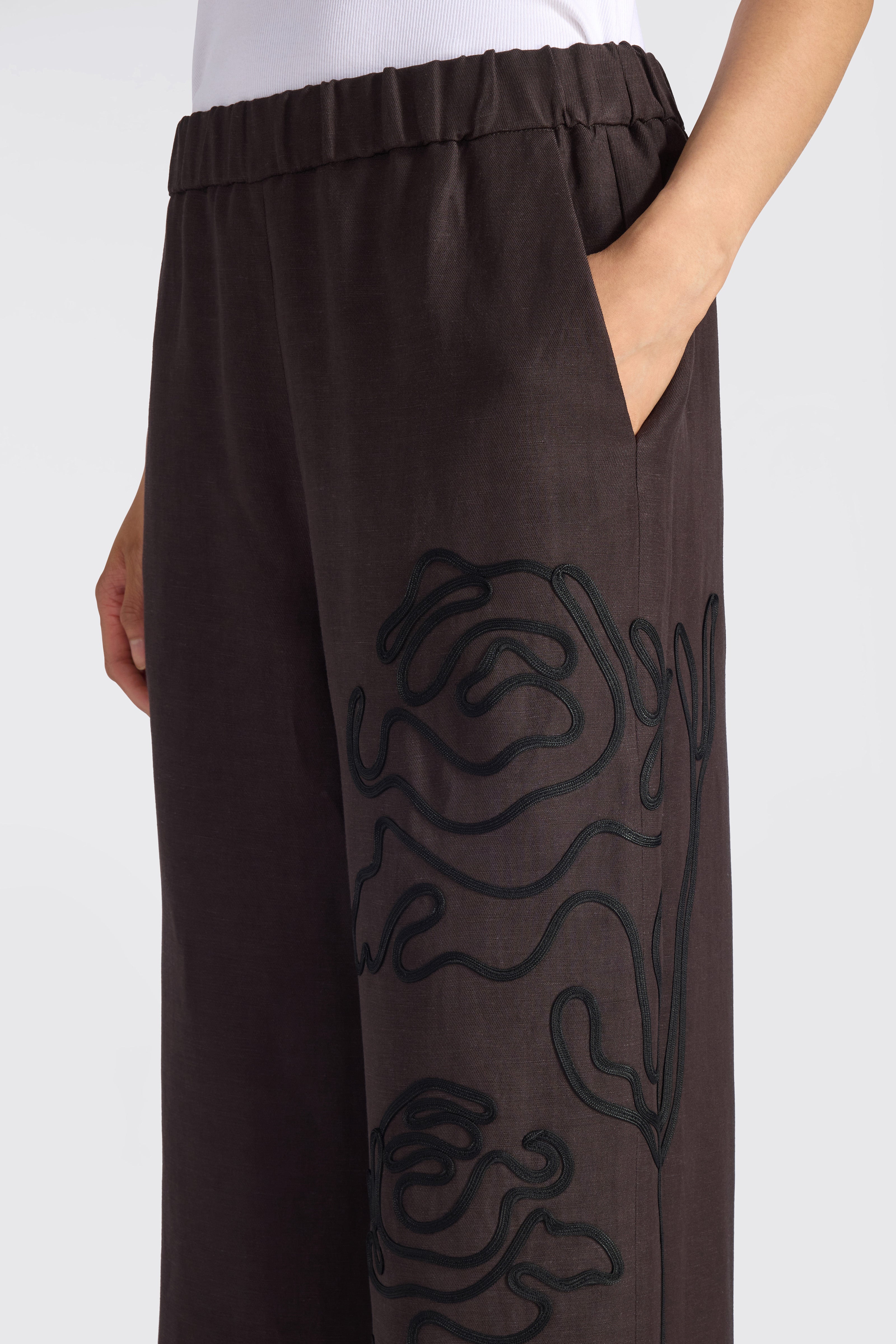 Liviana Conti Julian pantalon palazzo brodé fondente viscose