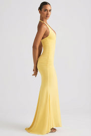Oh Polly Laverna Robe Longue Jaune Pastel Dos Nu