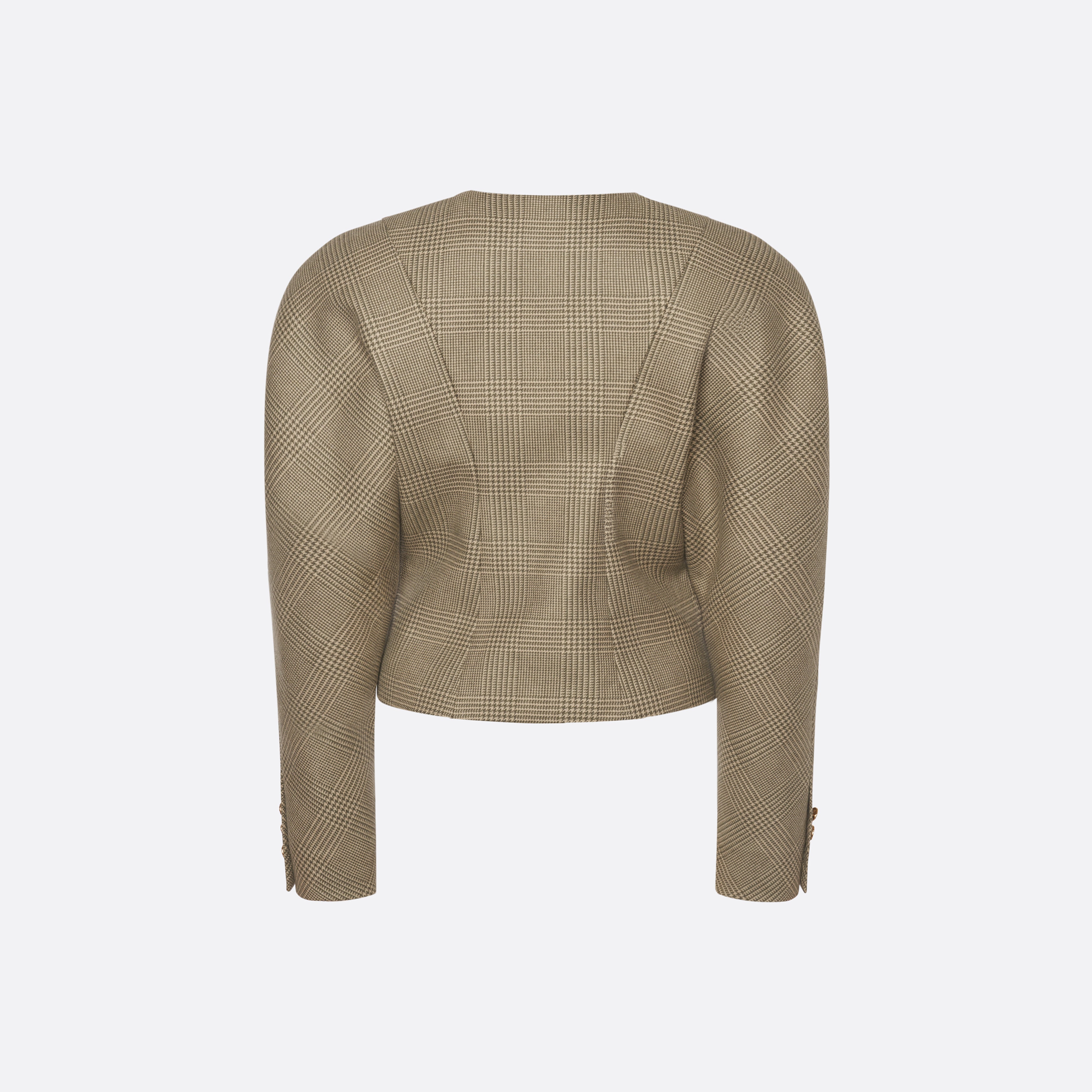 Alessandra Rich Prince of Wales Wool veste courte verte beige