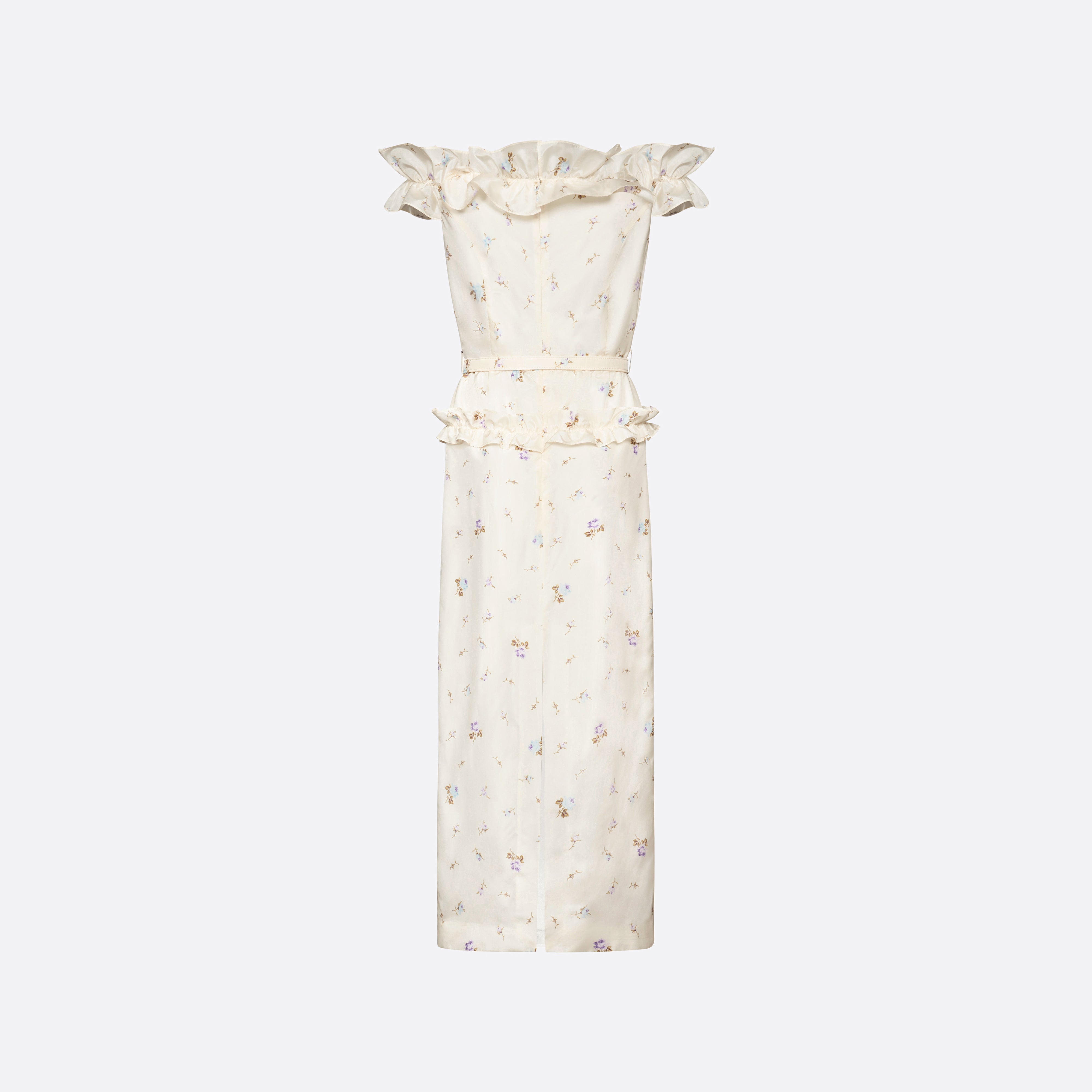 Alessandra Rich Floral Silk Taffeta Dress robe midi blanche fleurie