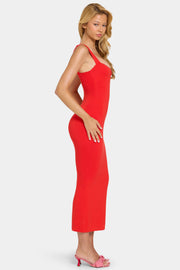 Oh Polly Lorie robe midaxi cerise modal dentelle
