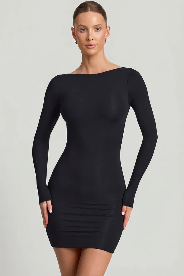 Oh Polly Lyla robe mini noire dos nu modal