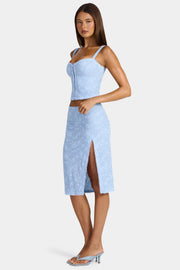 Oh Polly Ana 16577 jupe midi dentelle bleu