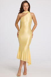 Oh Polly Shaya robe midaxi jaune beurre foulard