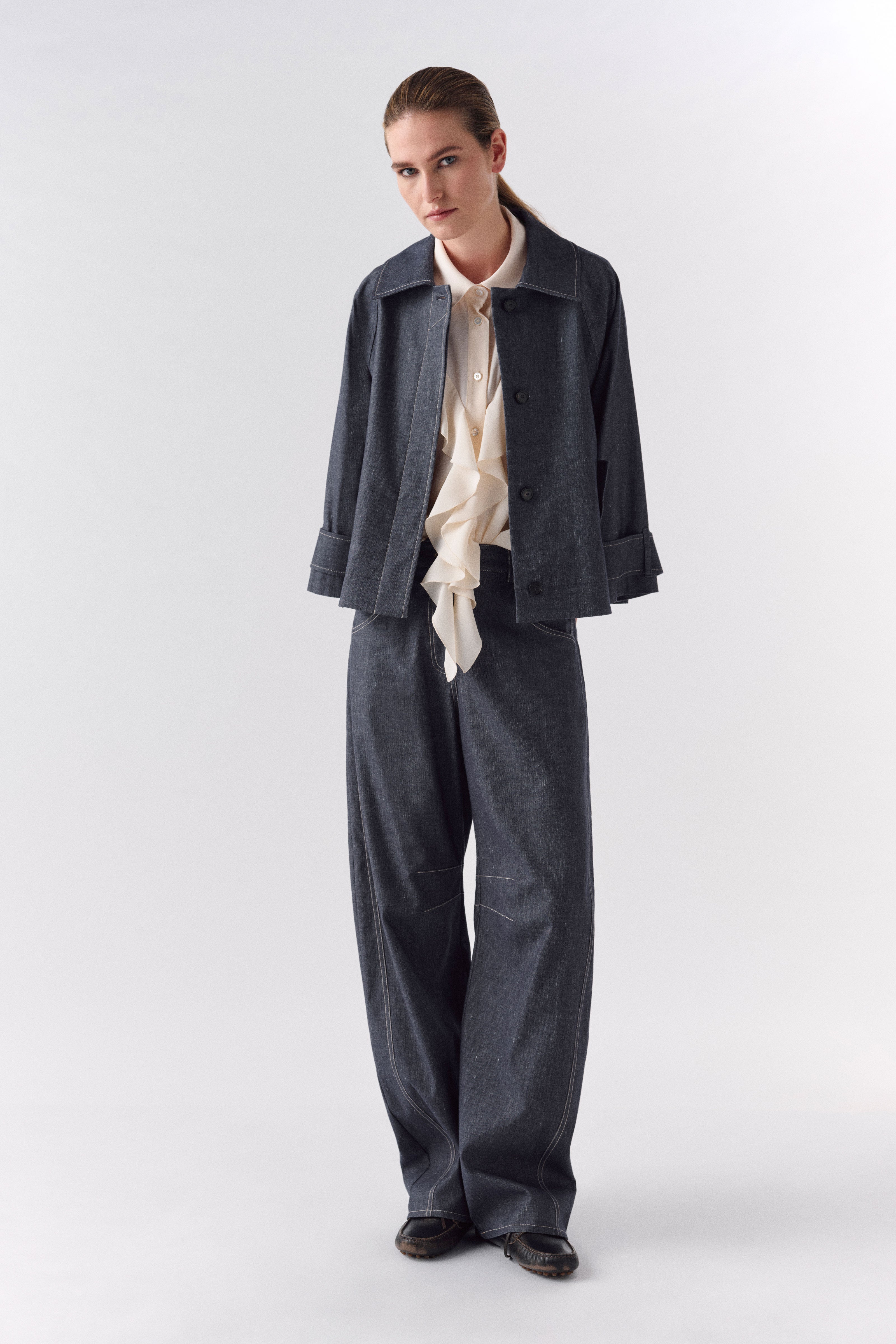 Liviana Conti Waylen veste jean blue denim chambray coton