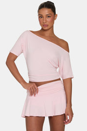 Oh Polly ButterCloud Top Épaules Dénudées Blush haut