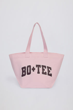 Bo+Tee Tote Bag Cabas Rose Pâle Toile de Coton Zippé