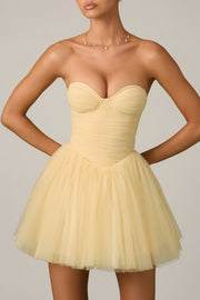 Oh Polly Dottie robe mini corset tulle jaune bustier