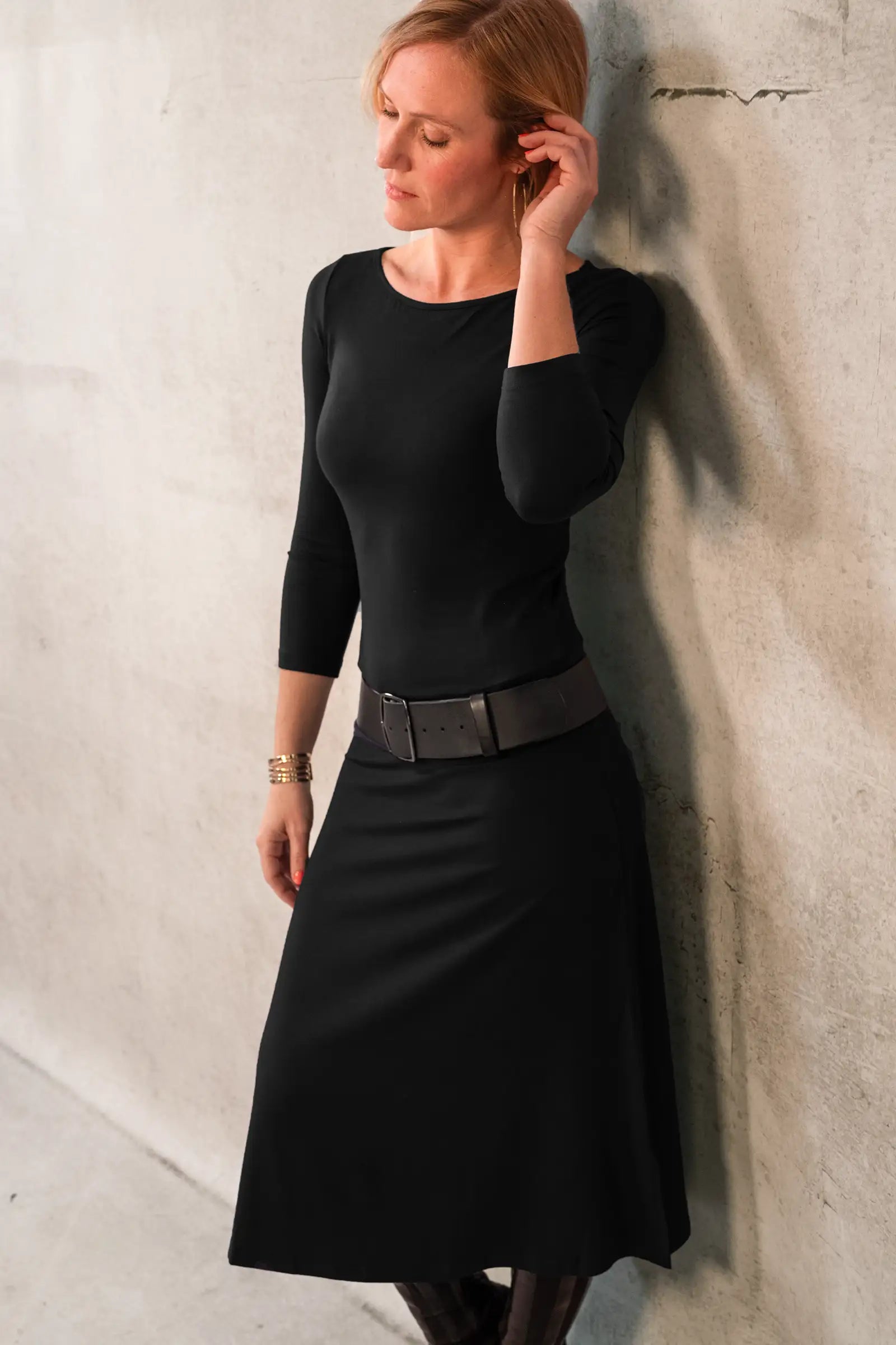 THELMA & ROSE Juliette robe midi col bateau navy 36