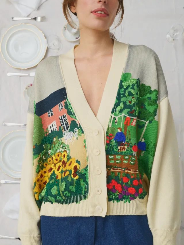 Mii à table Cardigan Bella Potager maille brodée S-L